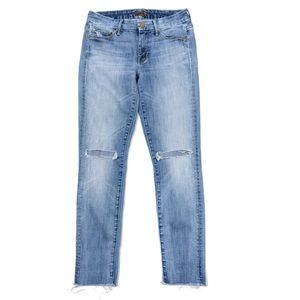 Mother Denim Looker Ankle Fray - Wicked and Wild Wash Women’s 26 Distressed Blue